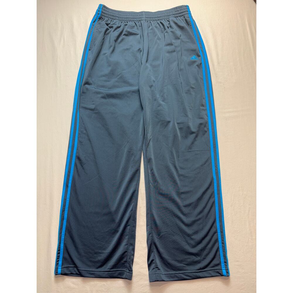 Mens Adidas Athletic Track Pants Size 2XL Gray‎ Blue Stripe Logo